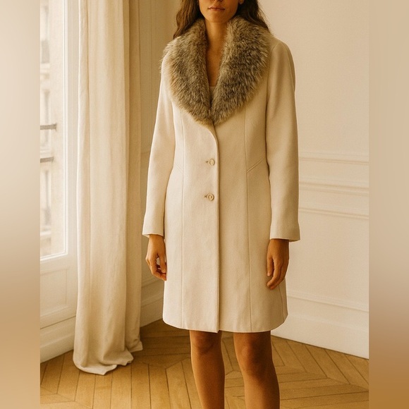 Ellen Tracy Jackets & Blazers - Ellen Tracy Wool & Angora Coat with Genuine Badger Collar